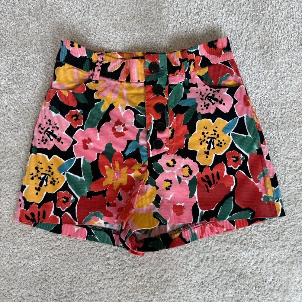 Zara Multicolor Floral High Waist Shorts